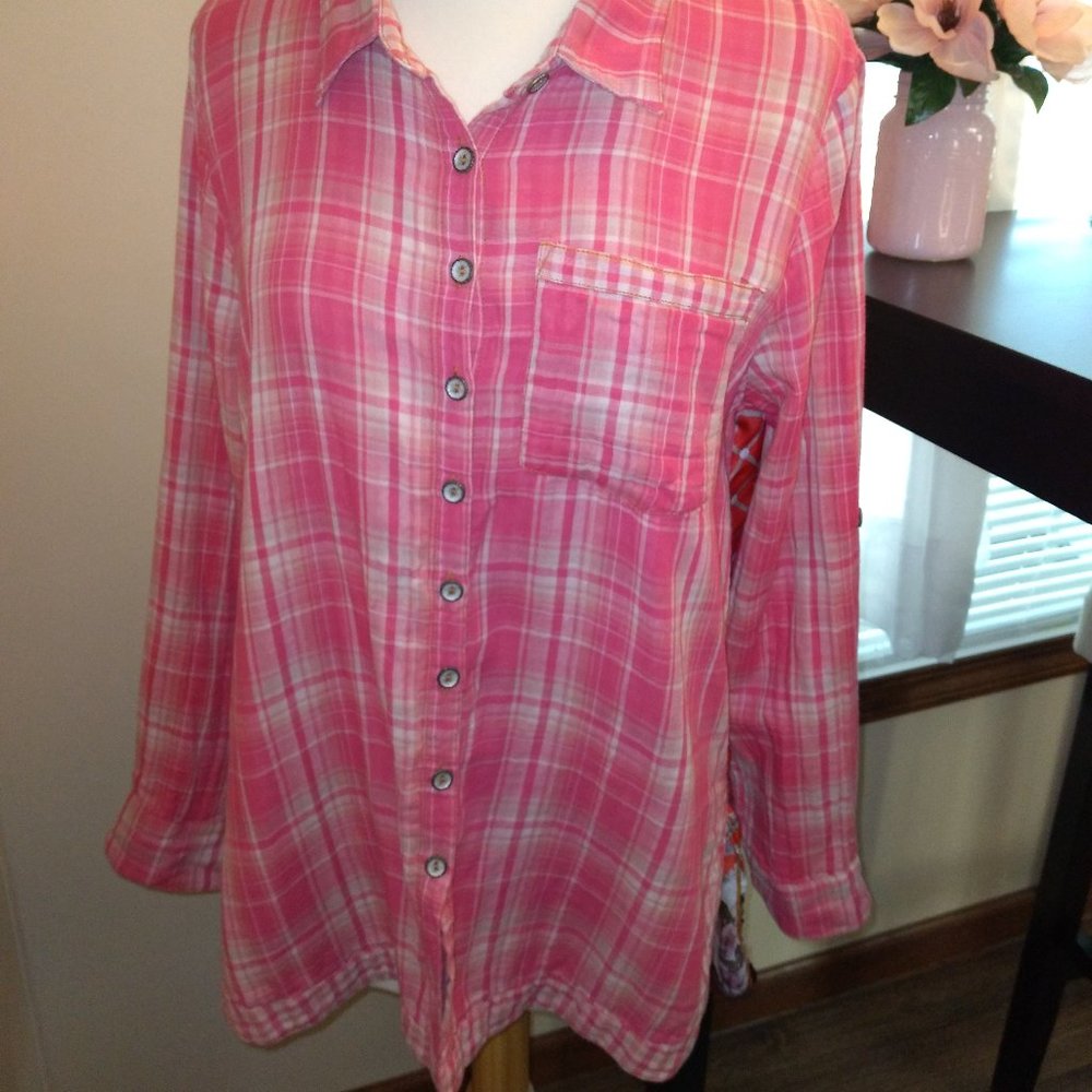 Anthropology Cyrena Plaid Button Down Top